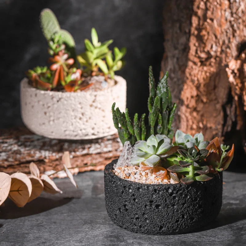 Space textured cement succulent flowerpot creative potted decoration for office and hotel pots