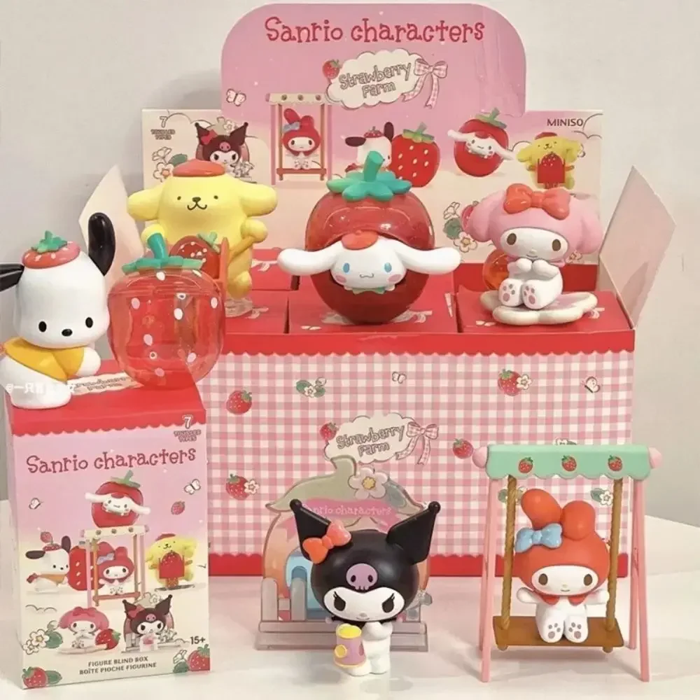 Sanrio Characters Strawberry Estate Series Blind Box Kuromi My Melody Cinnamoroll Character Model Pom Pom Purin Doll Gift Toy