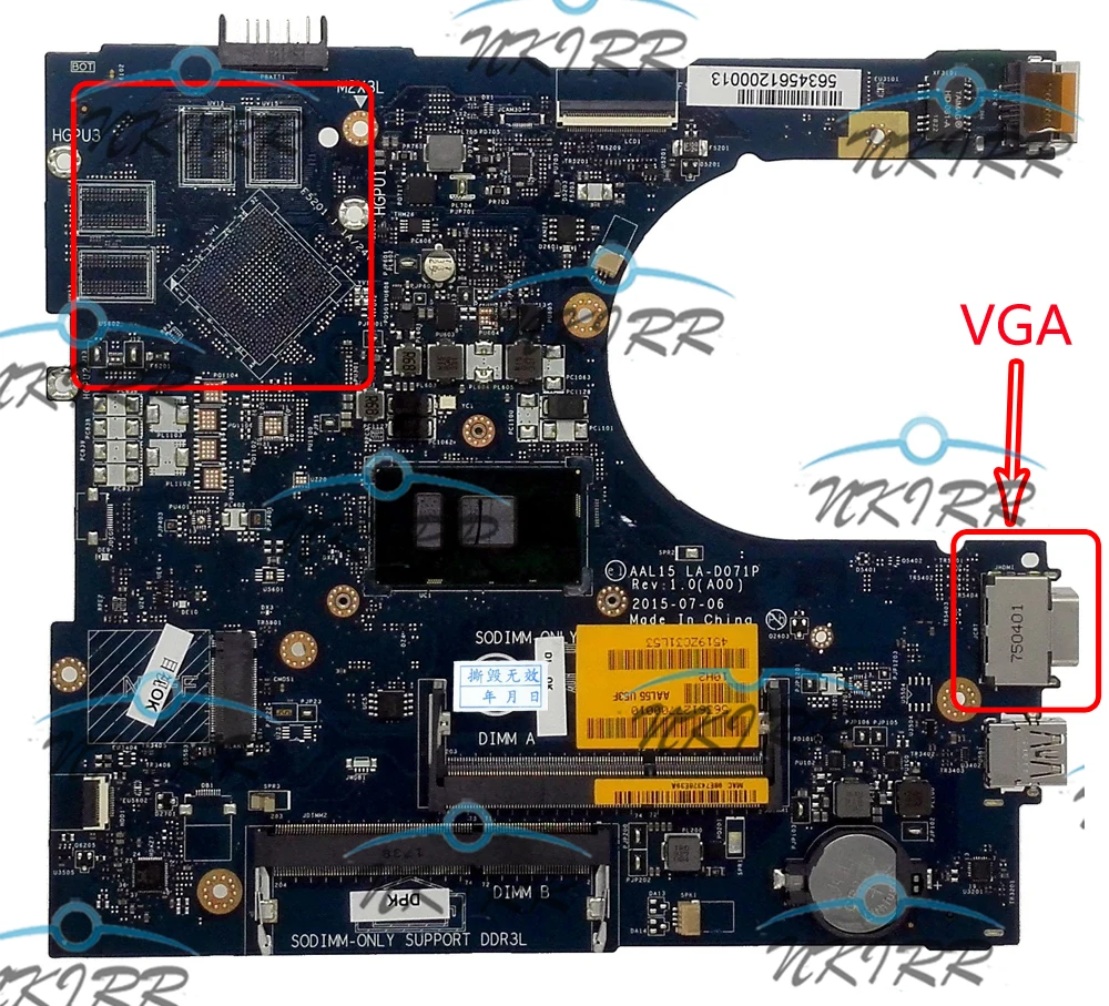 AAAL15 LA-D071P I7-6500U HYCVR GGN3F I5-6200U M4MY2 011M2 85Y8T I3-6100U NWT95 P2C6J R5 2G for DELL Vostro 3459 3559 Motherboard