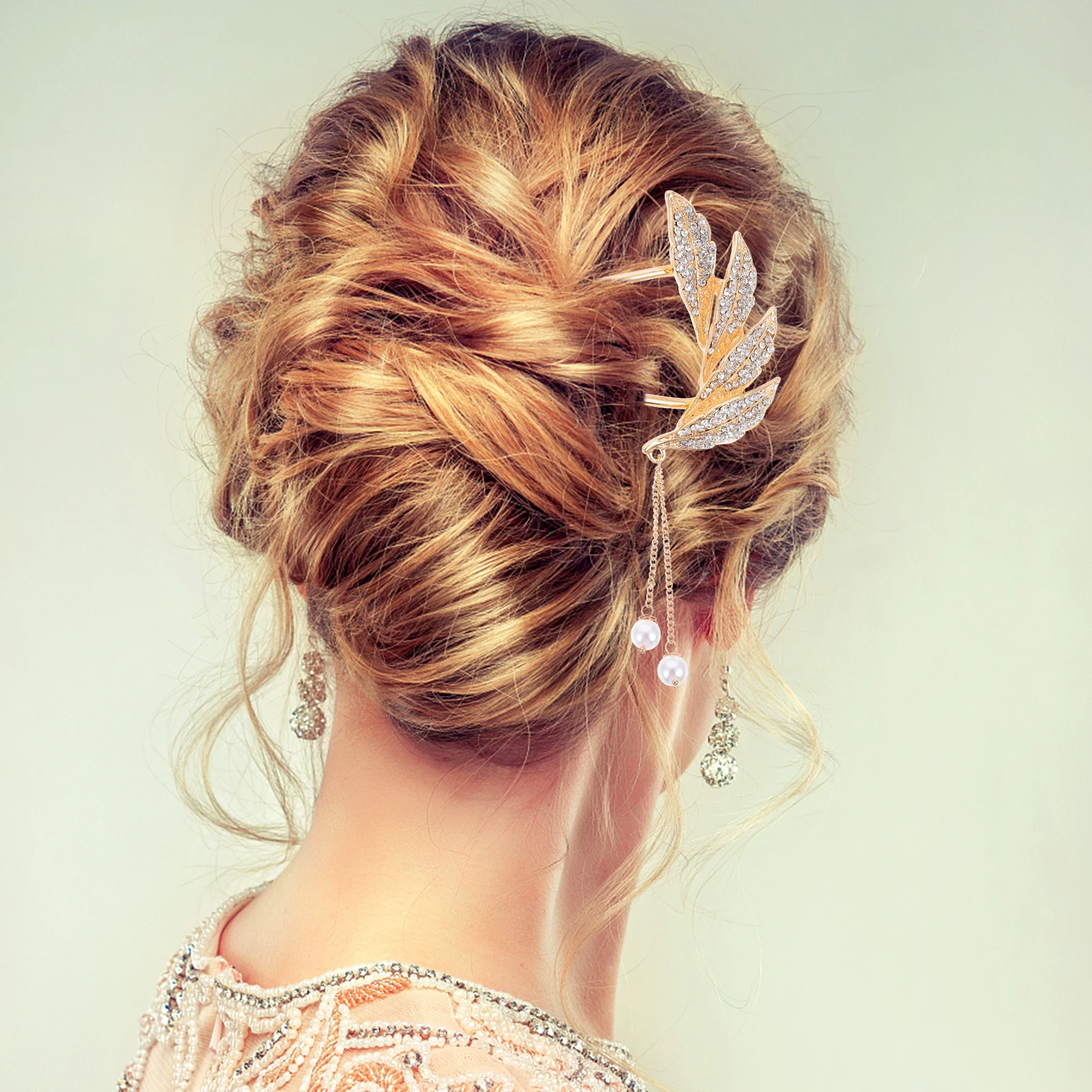 

Заколка для волос U-образной формы с кисточкой, элегантная, с жемчугом и стразами, для создания пучка, для женщин, для вечеринок, свадеб, повседневного ношения, из цинкового сплава, для укладки волос