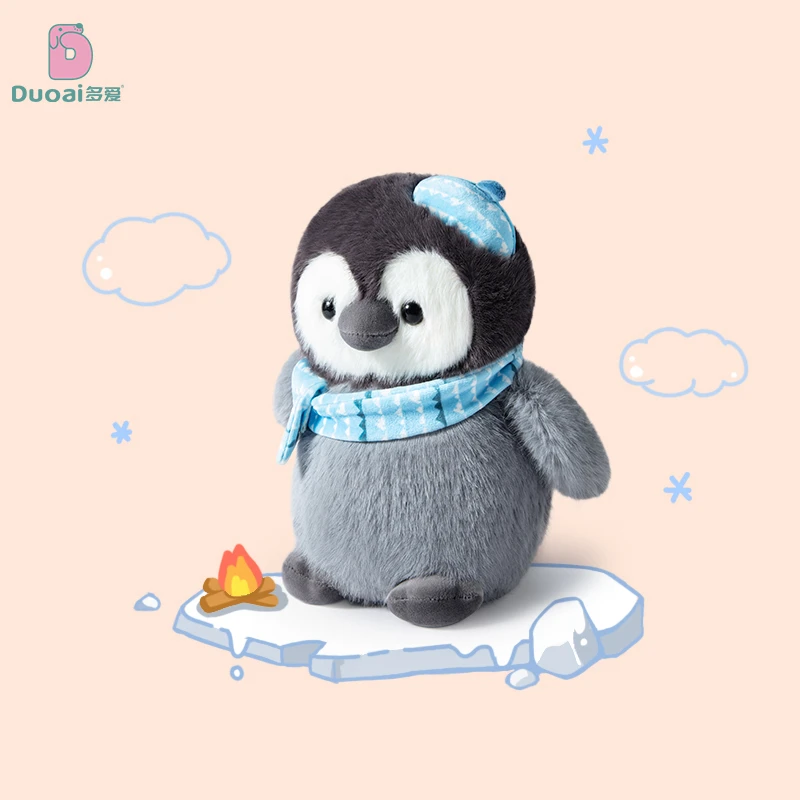 Pingüino Kawaii de peluche para bebé, muñeca reconfortante para dormir, pingüino esponjoso con bufanda, sombrero de Chef, Animal relleno, regalo de cumpleaños y Halloween