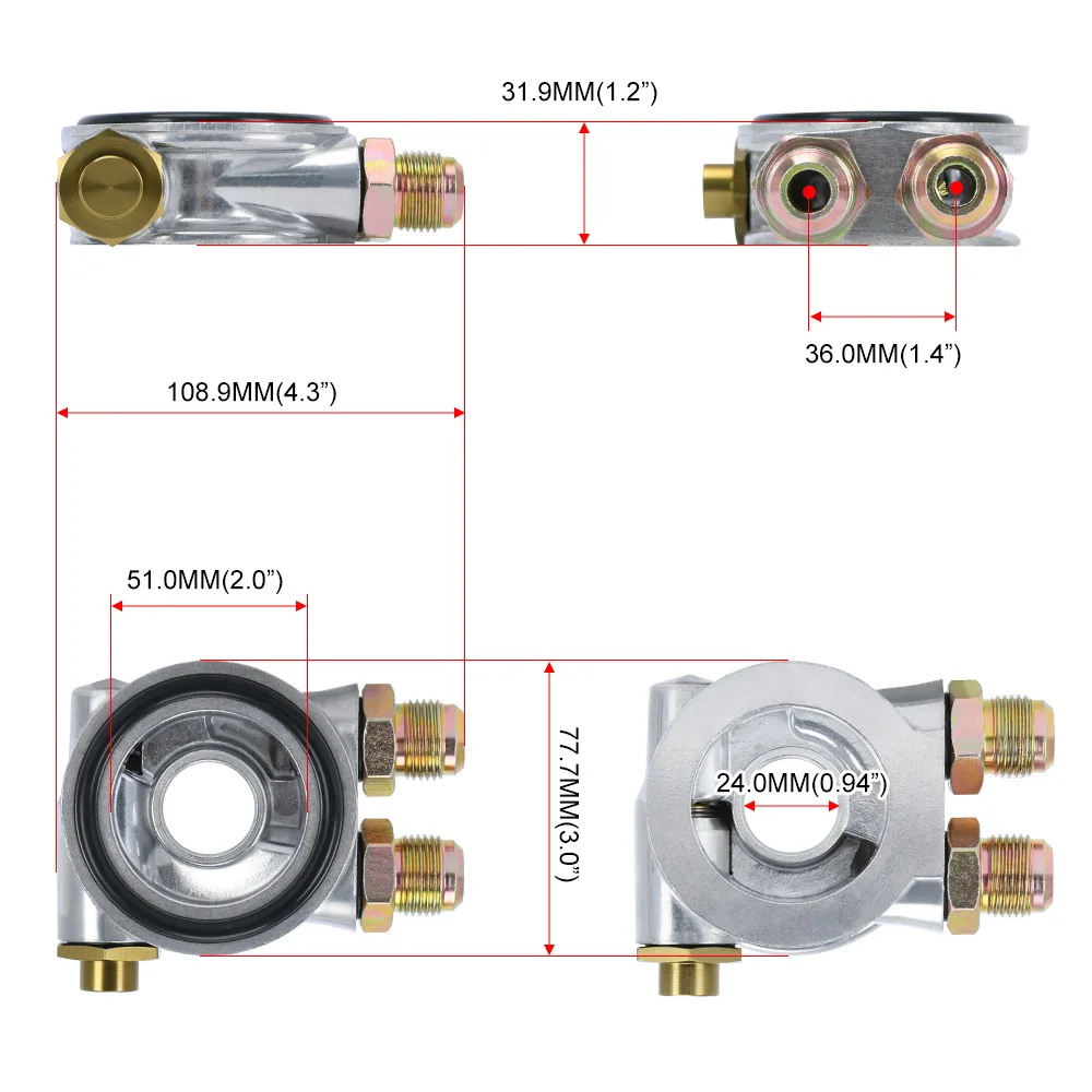 FREE SHIPPING OIL COOLER FILTER SANDWICH PLATE THERMOSTAT ADAPTOR 3/4\