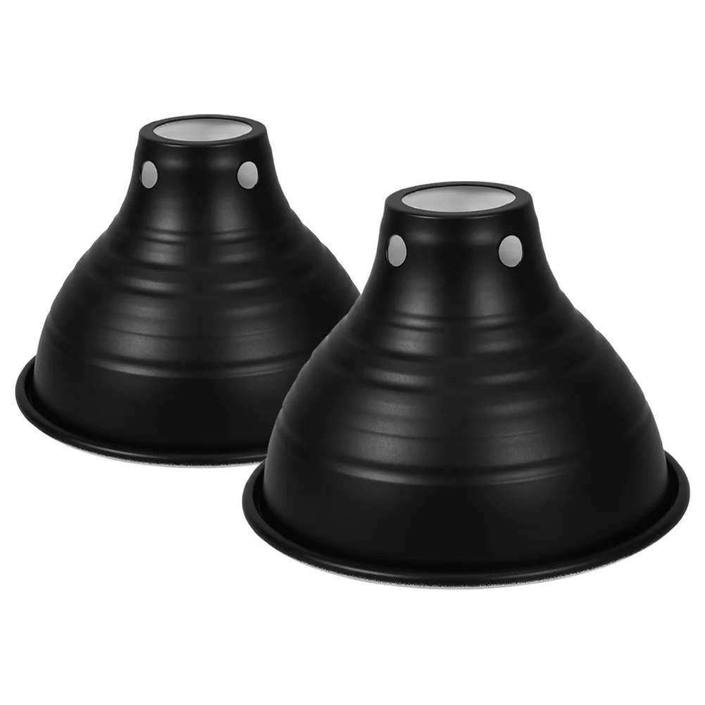 

2pcs Heating Lamp Shade Black Standard Reflector For Reptile Tank Basking Light Fixture Reptile Heat Lamp Stand Bearded Dragon