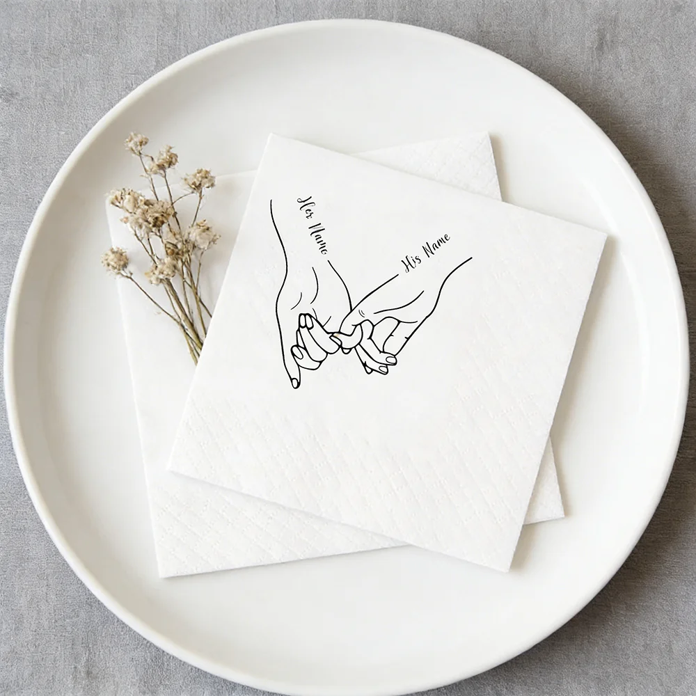 Custom 20Pcs Wedding Cocktail Napkins Bridal Shower Gifts Wedding Day Table Accessories Just Married Souvenir Engagement Party