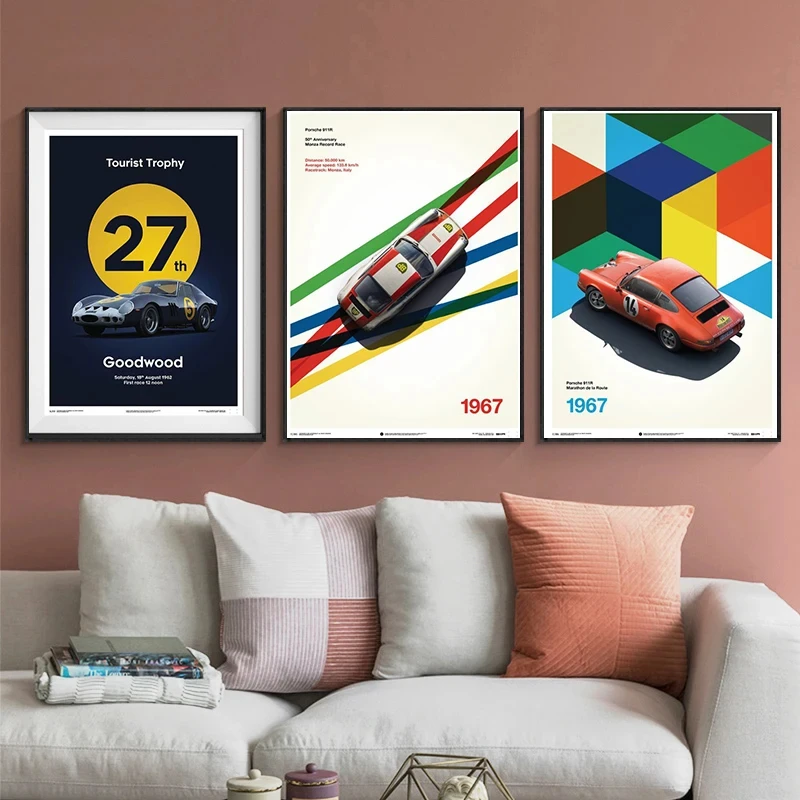 ملصق سيارة كلاسيكي صور فنية للجدران ، 24 ساعة من Le Mans ، سباق المقاومة العالمي ، لوحة قماشية ، منزل حديث ، ديكور الغرفة #3
