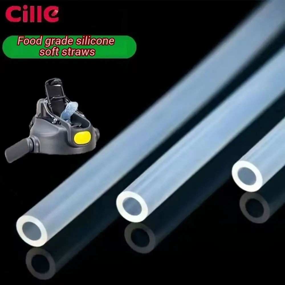 1Set Food Level Silicone Straw Set with Brush Heat Resistant Mouth Suction Soft Pipe for Cille Double Drink Plastic Cup