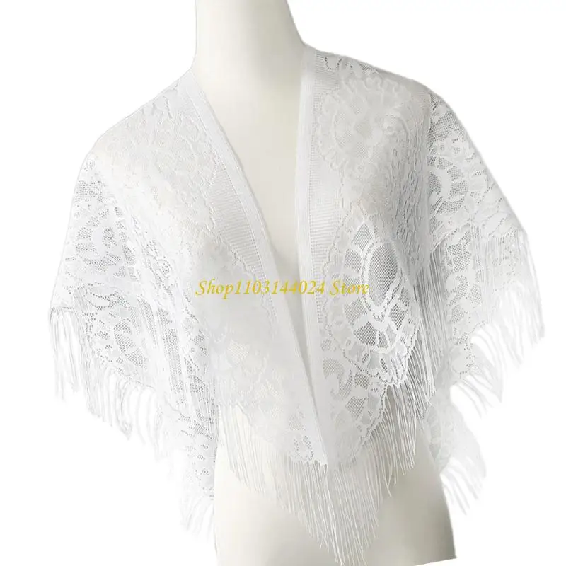 N5KE Classical Lace Pattern Scarf Breathable Polyester For Year Round Styling