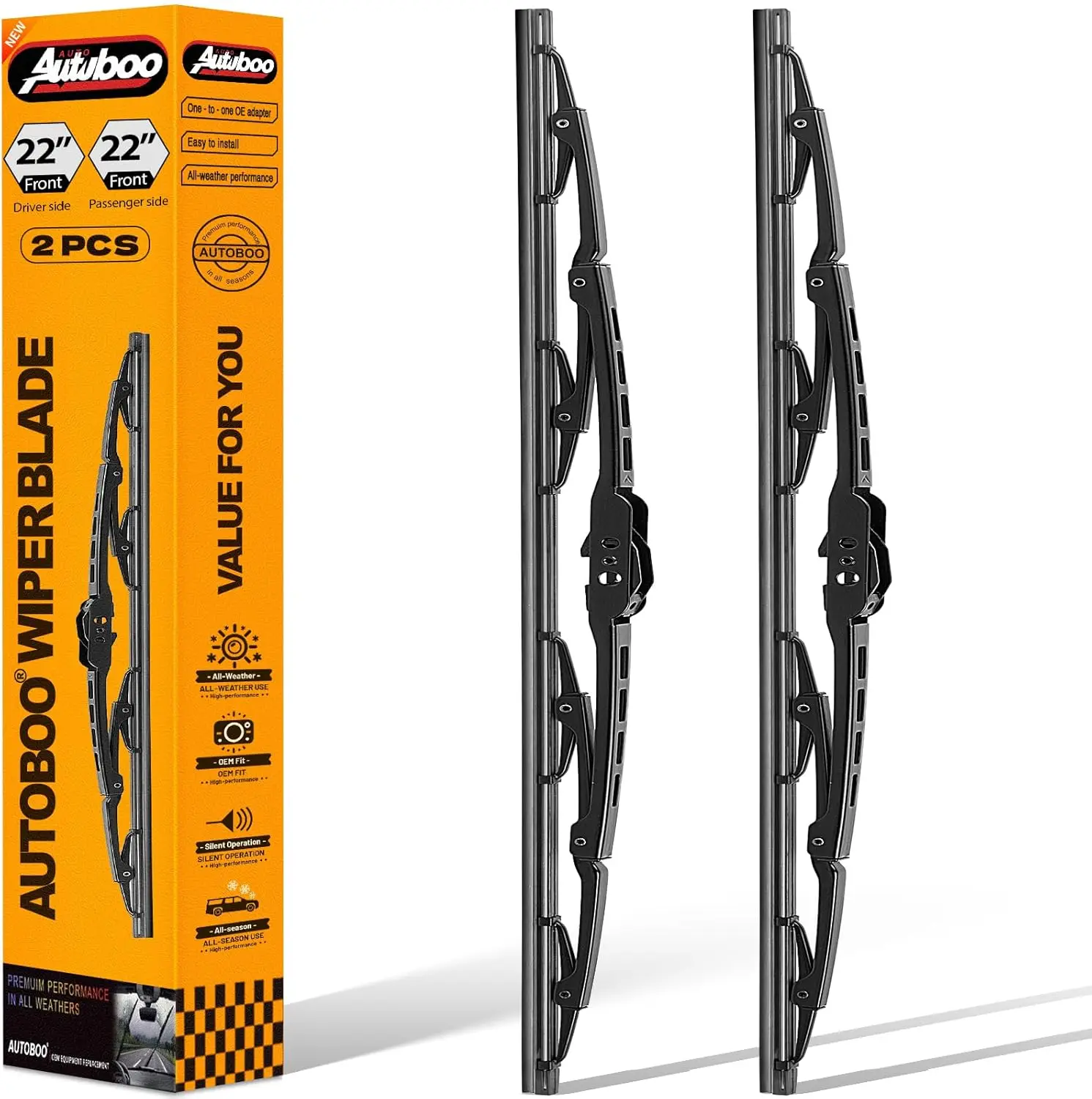 

22" Windshield Wipers for Dodge Ram 1500 2500 3500 4500 2009-2018 with All-Season Performance Pack of 2