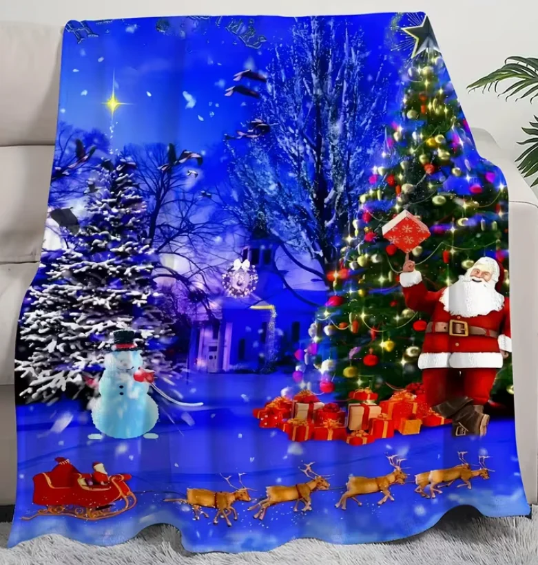 Christmas Explosion HD Digital Printing Flannel Blanket Throw Blanket Air Conditioning Blanket Sofa, Bedroom Blanket, Home Decor
