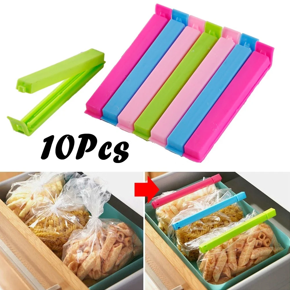 10Pcs Portable Kitchen Storage Food Snack Seal Sealing Bag Clips Plastic Househould Snack Storage Bag Sealer Tool clip per sacchetti di cibo