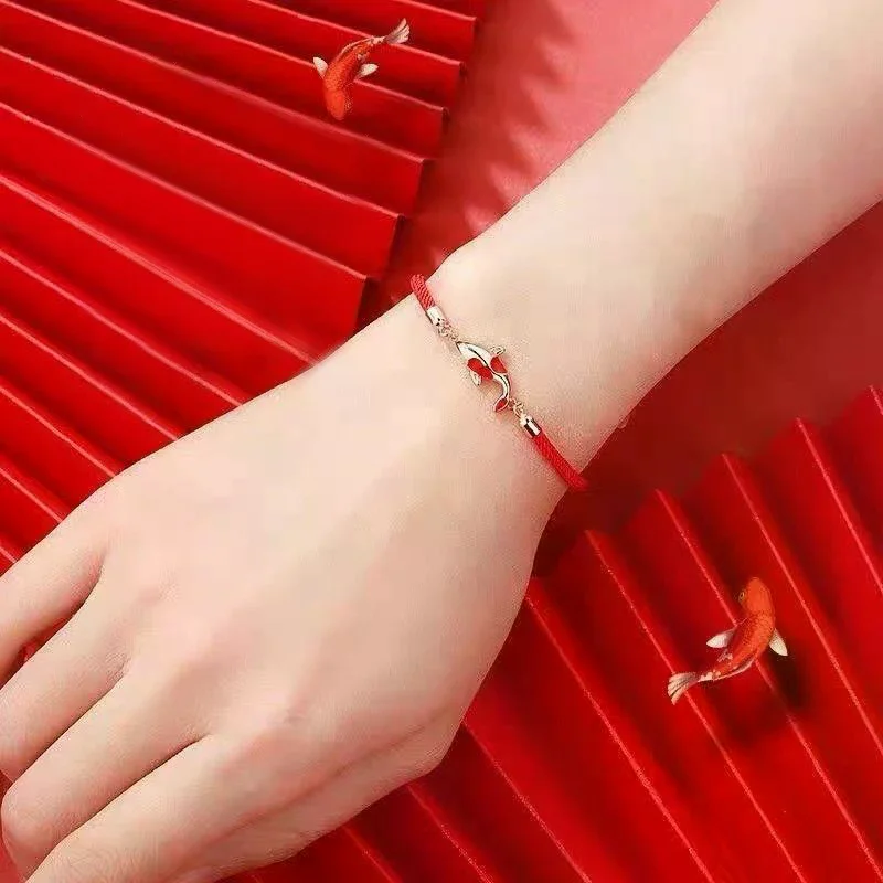 حسن الحظ سوار حبل مضفر كوي سوار سلسلة حمراء هدية عيد الحب زوجين هدية #3