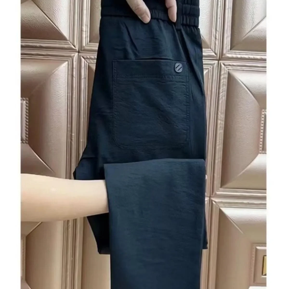 Men's Summer Thin Cotton Linen Pants Loose Straight Casual Nine Point Trousers Breathable Comfortable Lightweight Faionable