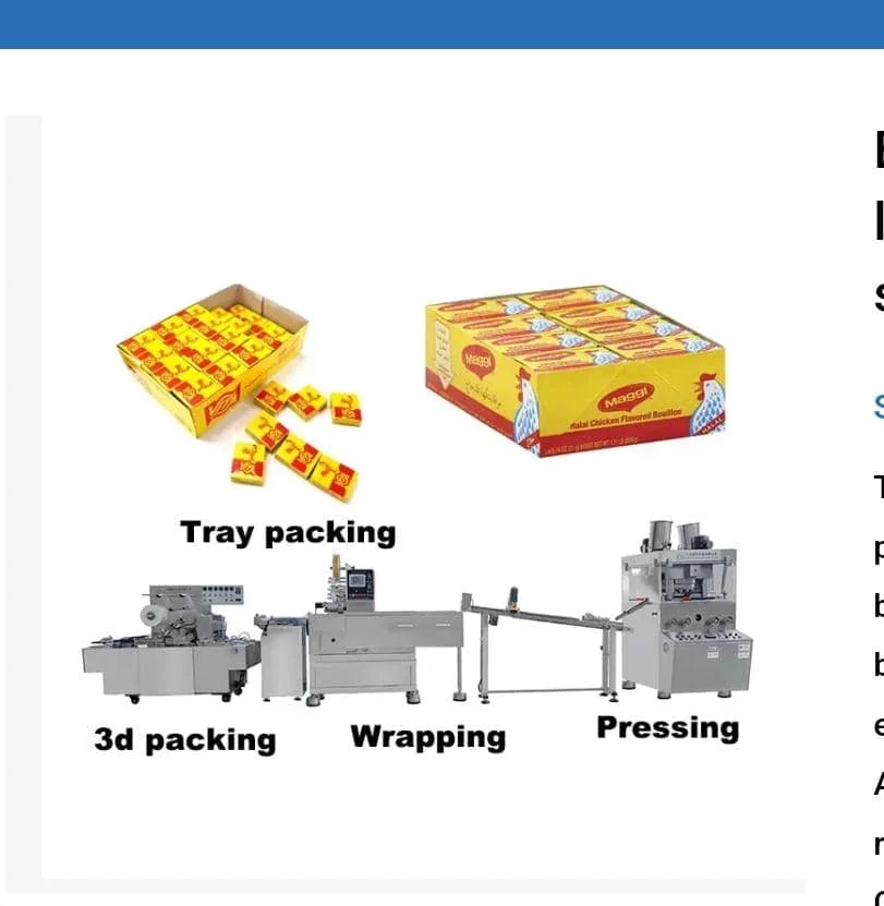 Bouillon-Würfelformmaschine 4 g 10 g Produktionslinie Gewürzwürfelpressen + Verpackungen + Filmmaschinen für Maggie Jumbo Knorr Onga
