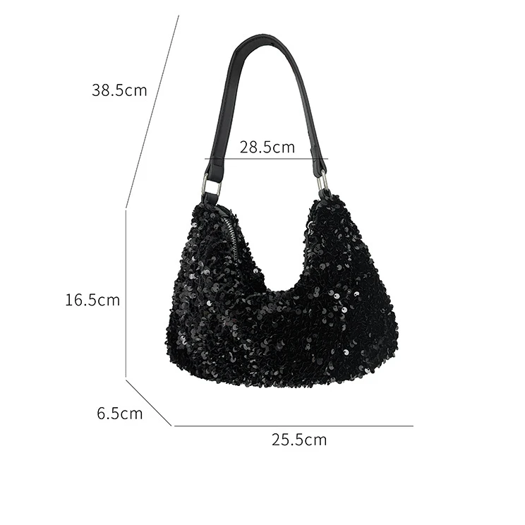 LEFTSIDE Small Sequins Underarm Bags for Women 2023 Designer Korean Fashion Evening Party Handbags and Purses Trend Shoulder Bag