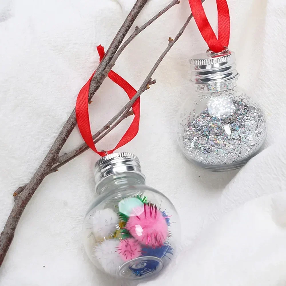 10Pcs Christmas Tree Ornament Fillable Water Bottle Spherical Bulbs Clear Xmas Ball Pendant Party Home Decoration Supplies