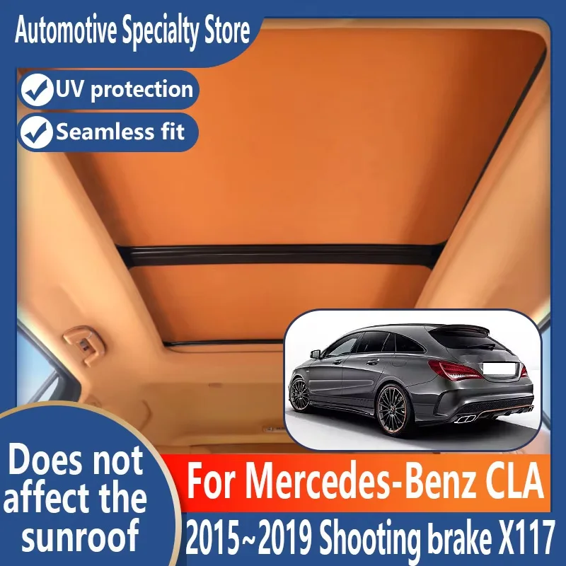 

For Mercedes-Benz CLA 2015~2019 Car Panoramic Sunroof Insulation Roof Visor Electrostatic Adsorption Suede Fabric Sun Protection