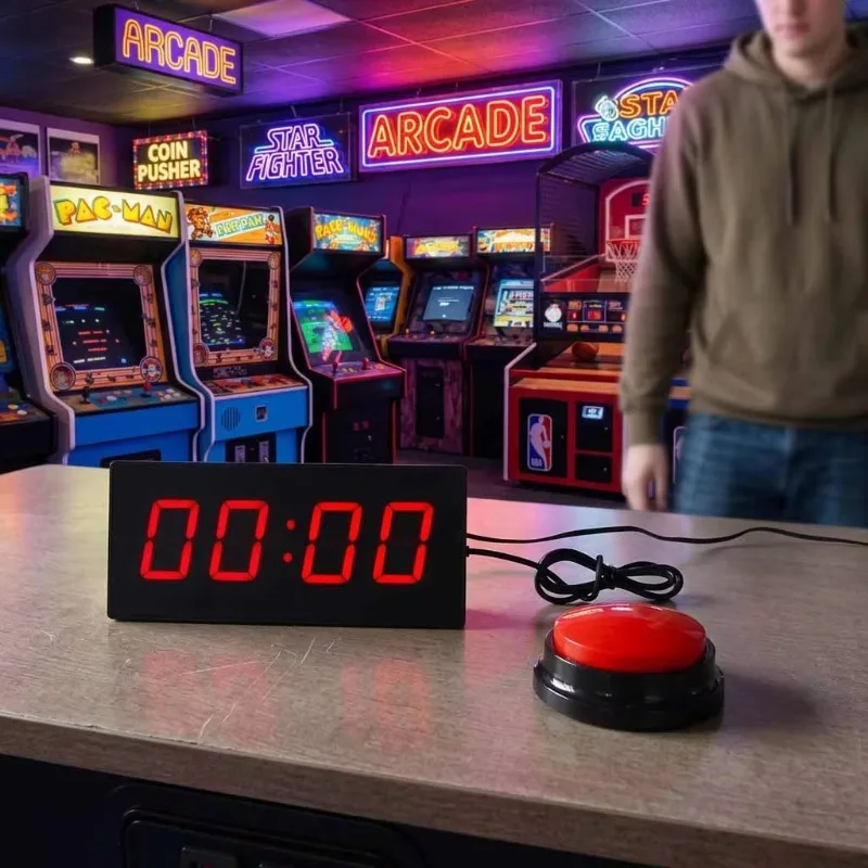 10‑Second Reaction Challenge Game Timer Red Push‑Button Bar Pizza Shop Party Interactive Entertainment Equipment
