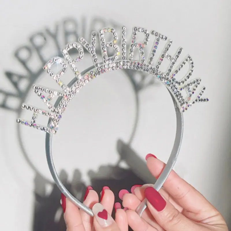 Ins Girl Hairband Happy Birthday Party Decor Delicate Birthday Headband Cute Hair Hoop Girl Kid Children Photo Prop 생일 머리띠