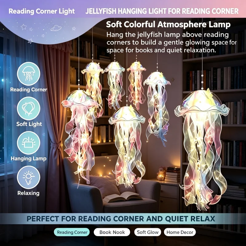 Colorful Atmosphere Light Portable Jellyfish Lamp Home Decor Living Room Wall Night Ambient Lighting Children Baby Nursery
