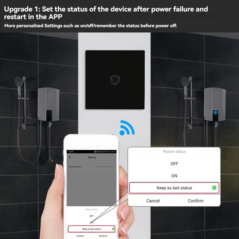 B04B-Wifi Boiler Switch/Water Heater Controller 20A Tuya Smart APP Remote Control Alexa Home Voice Glass Panel EU Plug