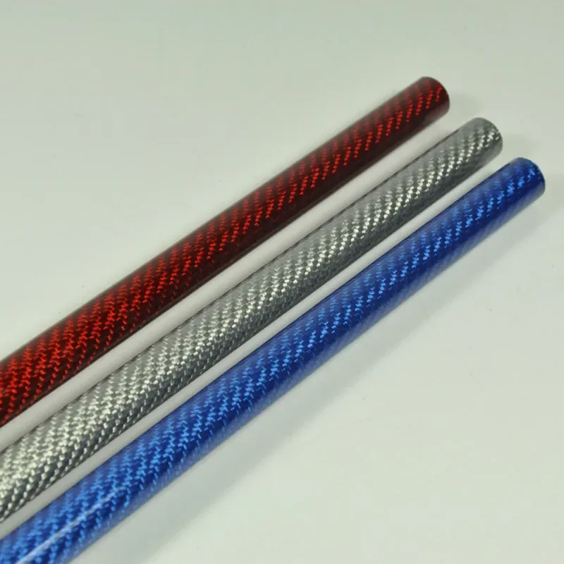 2Pcs/lot 500mm Carbon Fiber Tube 3K Glossy Surface Blue Red Silver Diameter 10mm 12mm 14mm 16mm 18mm 20mm 22mm 24mm 26mm 28mm