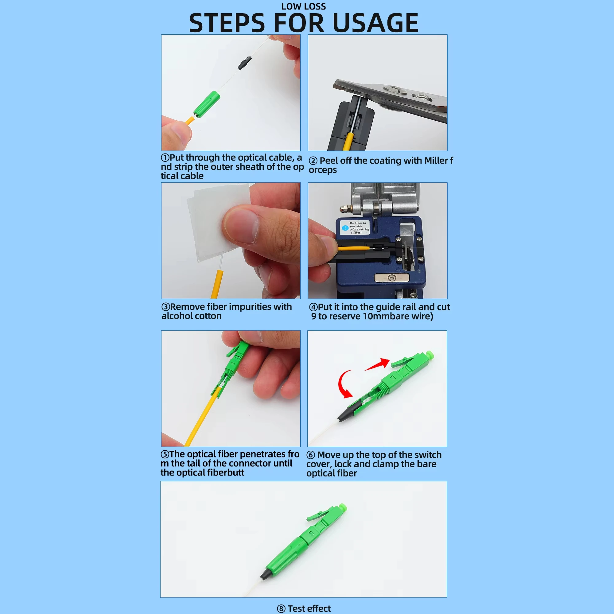 

Single Mode LC Fiber Optic Cable Fast Connector - Quick Assembly UPC/APC Fiber Assembly