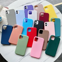 Ultra Thin Silicone Soft Color Phone Case for iPhone 11 12 13 14 Pro Max 13 mini 14 Plus Solid Color Matte Cover cases