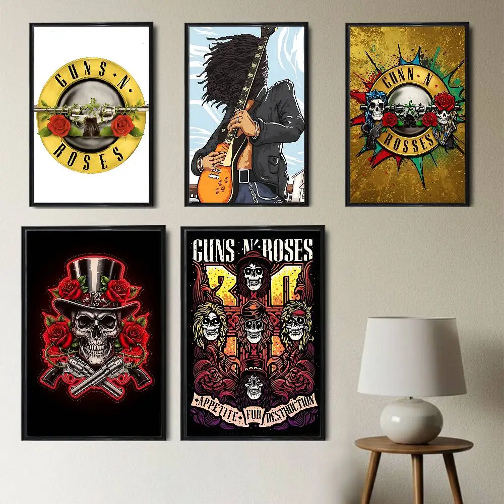 band Guns N Roses Appetite GNR Poster Prints Wall Art Painting Picture Gift Living Room Bar Restaurant Dec Sticker Large