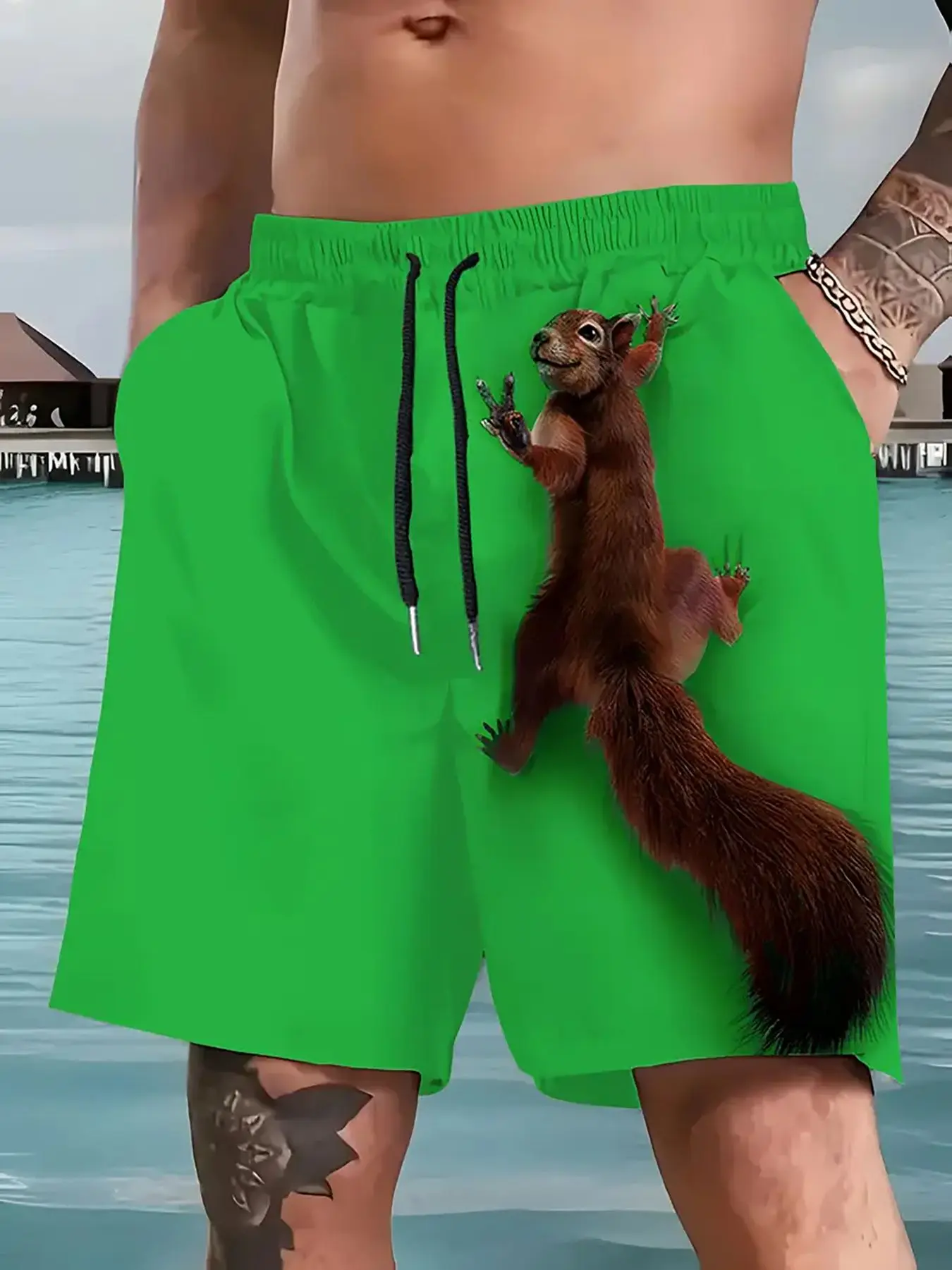 Funny Squirrel Pattern Beach Shorts Animal 3D Print Men Oversized Surfing Beach Sport Board Pant Swimsuits Trunks Men's Clothing