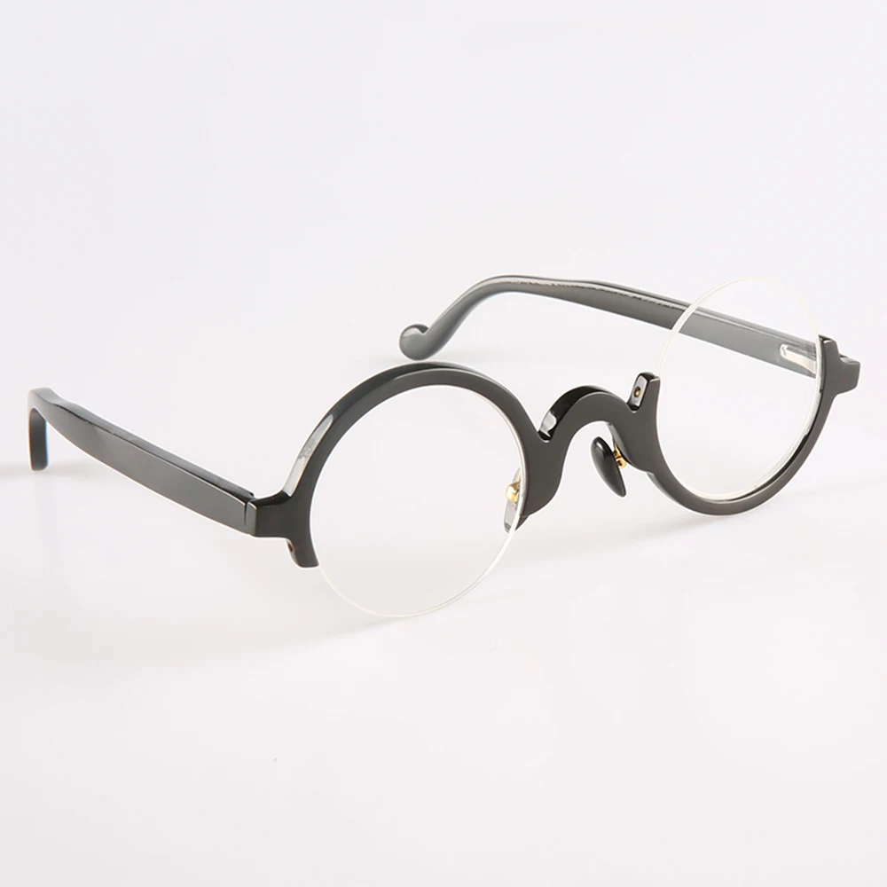

Man Glasses Frames Asymmetry Half Rim Vintage Unique Handmade Buffalo Horn Optical Lenses Eyeglasses Prescription Eyeglass Frame