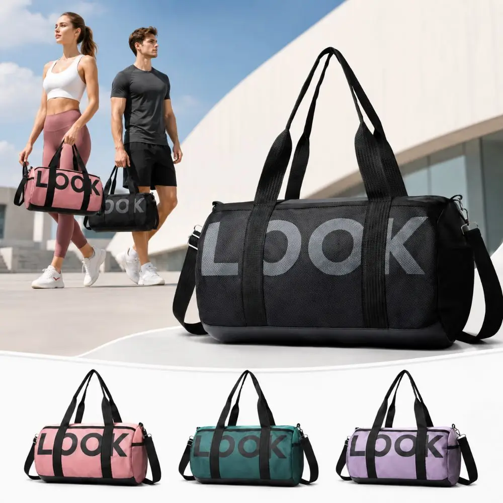Fashion Nylon Crossbody Travel Bag Large Capacity Waterproof Sports Handbag LOOK Pattern Sturdy Gym Shoulder Bag Men Women