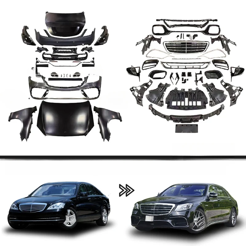 High Quality Body Kit For Mercedes S-Class W221 2006-2012 Upgrade To W222 S63 2018 Front Rear Bumpers Auto Light Mod Accessories