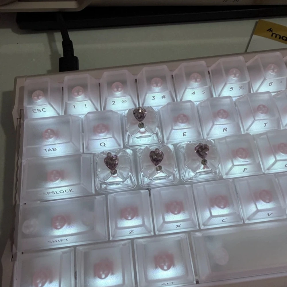 4pcs Butterfly Keycaps Cute Mechanical Keyboard Translucent Bow-Shaped Keycaps Personalized Backlit DIY Decorative Keycapseycap