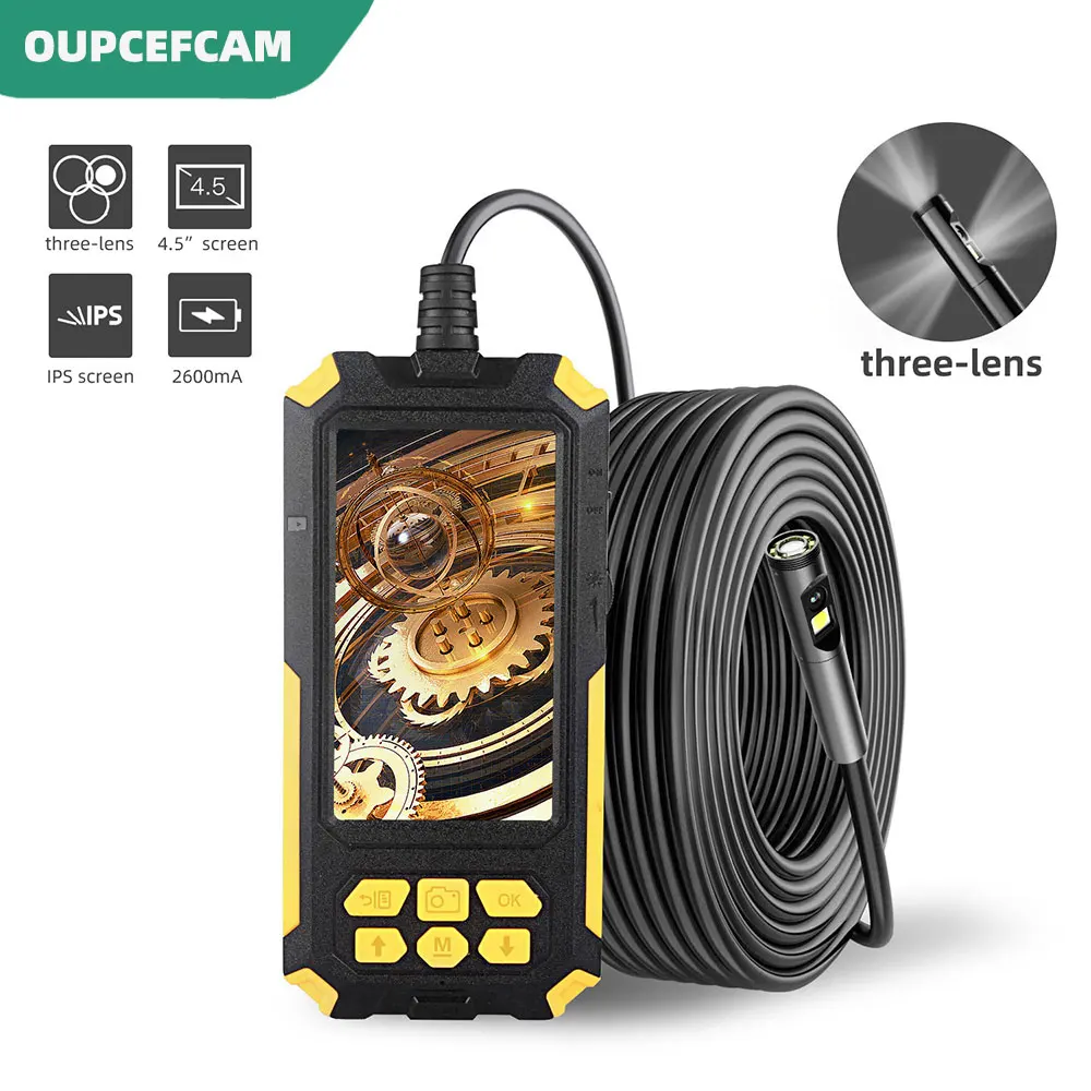 

Industrial Endoscope All-In-One Machine IP68 Waterproof Pipeline Camera 8mm Three-Lens Car Spyglass 4.5 IPS Full Color Screen