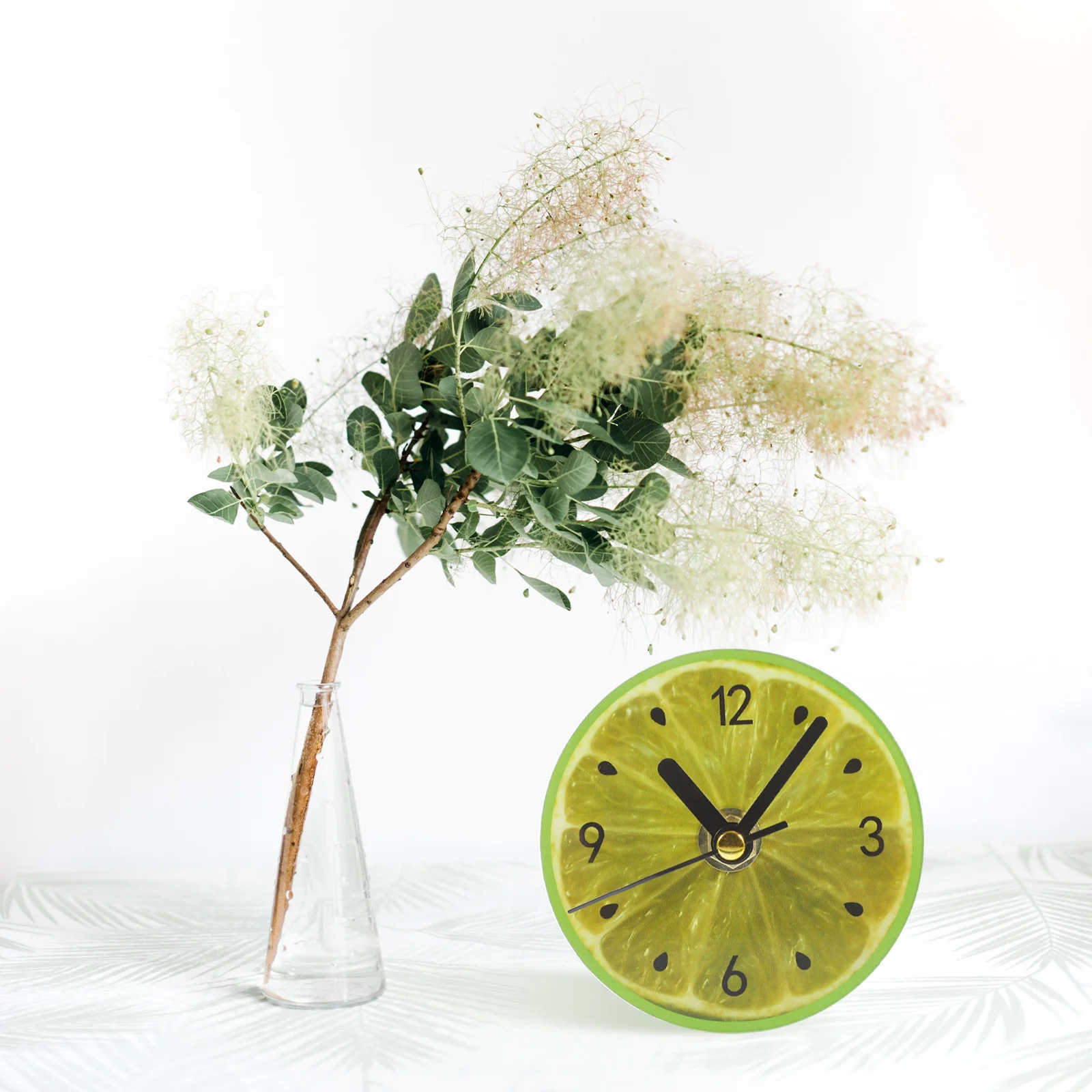 

Green Lemon Refrigerator Clock Round Fruit Pattern Fridge Magnet Sticker Creative Message Holder Magnets Fridge Stickers