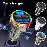66W Car Charger 4USB QC3.0 PD Type-C Digital Display Car Power Charger 3.1A Multi-port Car Power Adapter