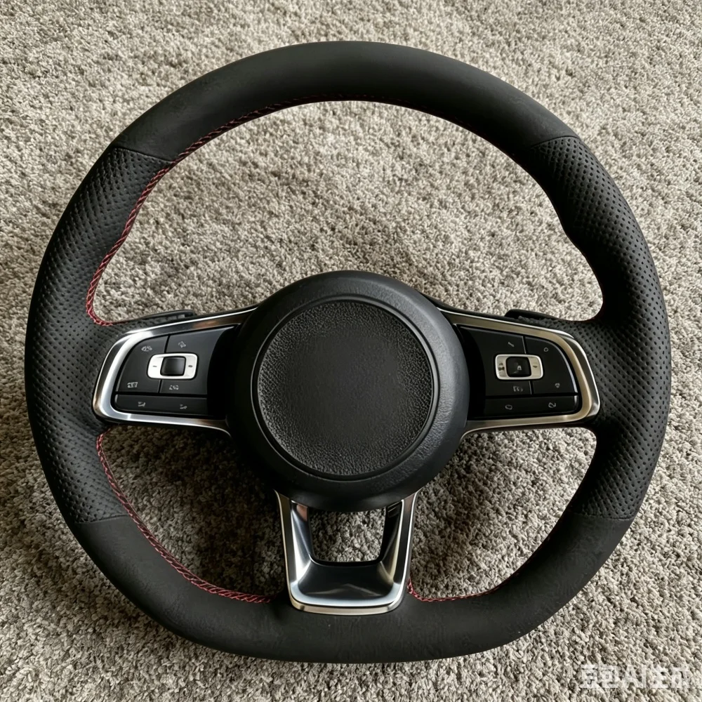 Handgenähter schwarzer, atmungsaktiver, weicher Wildleder-Lederbezug für VW Golf 7, passend für GTI Golf R MK7 Polo GTI Scirocco 2015 2016.
