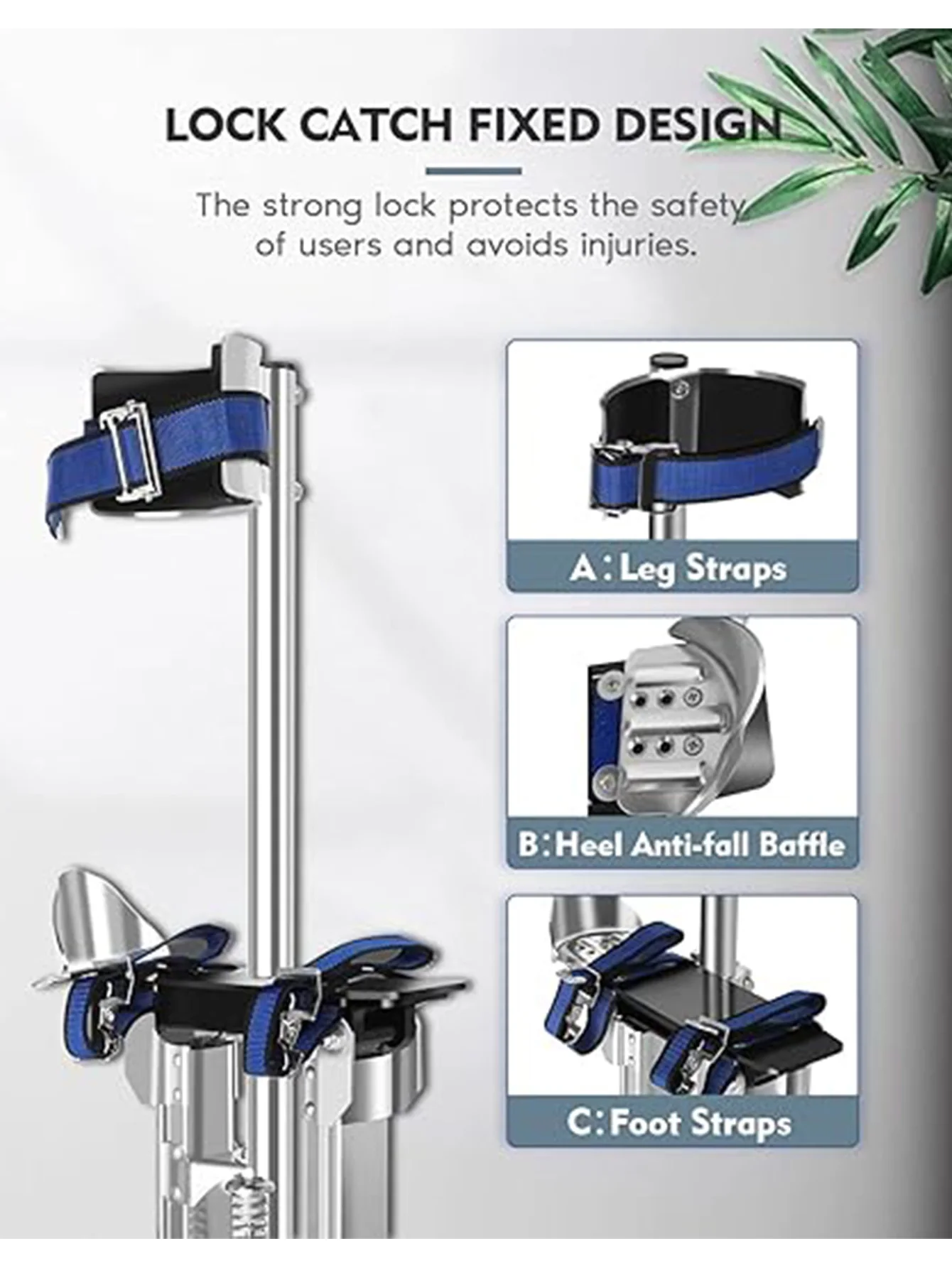 Drywall Stilts, 18''-30'' Stilts For Adults Adjustable Heights Aluminum Work Stilts With Protective Knee Pads For Sheetrock Drop