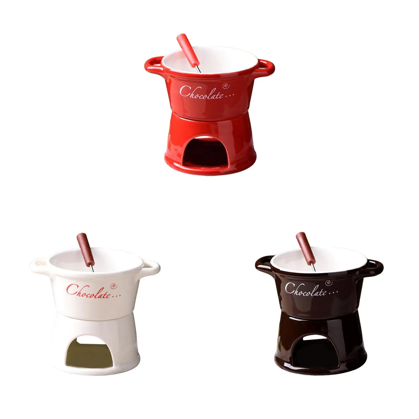 Chocolate Fondue Pot Kitchen Appliances Fondue Pot Set Tea Light Porcelain Melting Pot for Candy Dessert Broth Cooking Dinner