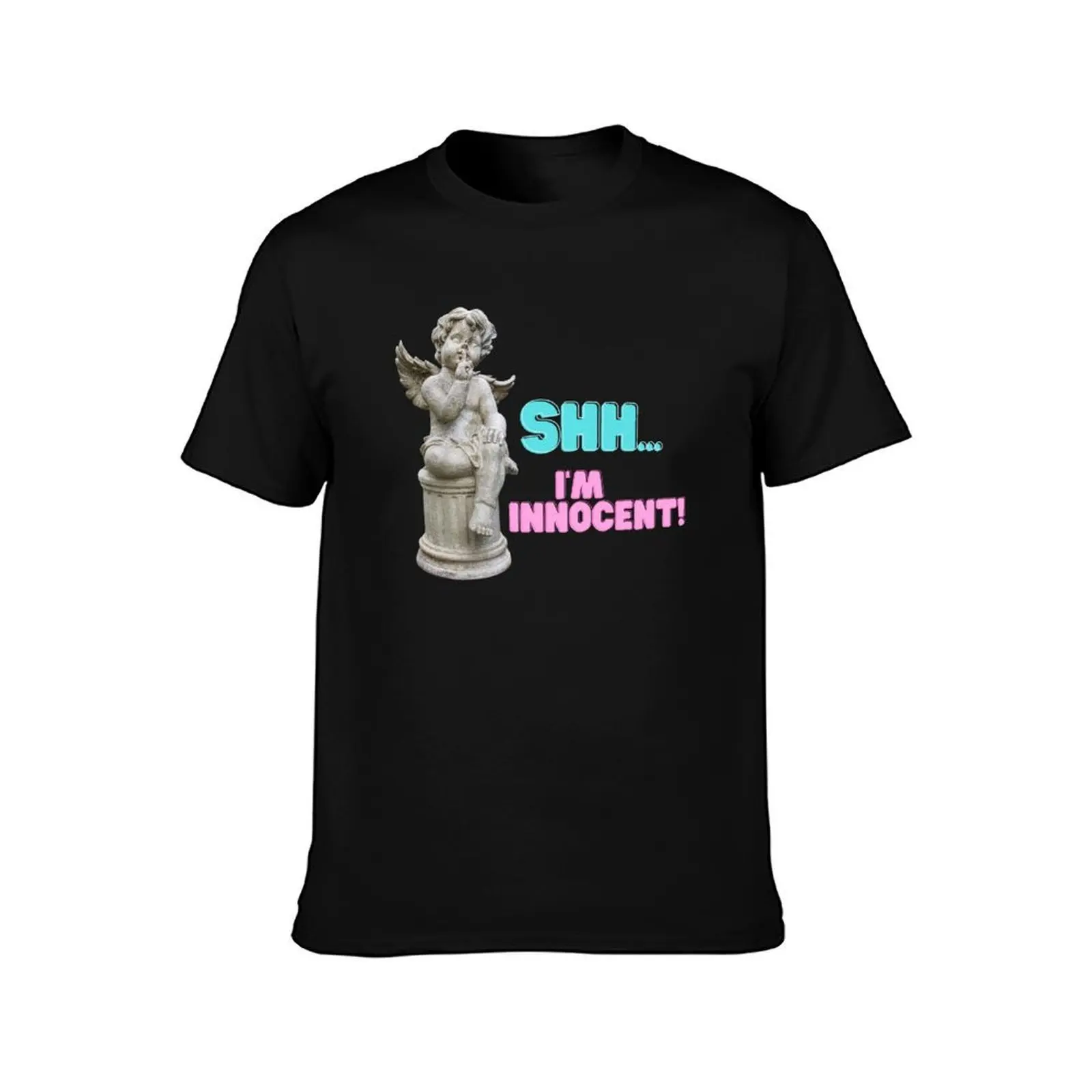 Shh...I'm Innocent! T-Shirt, Summer Casual Cotton Tee, Oversized Streetwear Tops, Vintage Graphic Print, Loose Fit Short Sleeve