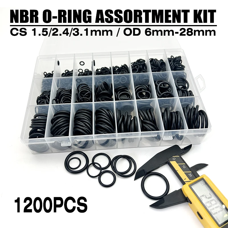 

Комплект уплотнительных колец из черного нитрилового каучука для промышленного использования, 1200 шт., CS 1,5/2,4/3,1 мм, наружный диаметр 6 мм-28 мм, прочные уплотнительные кольца