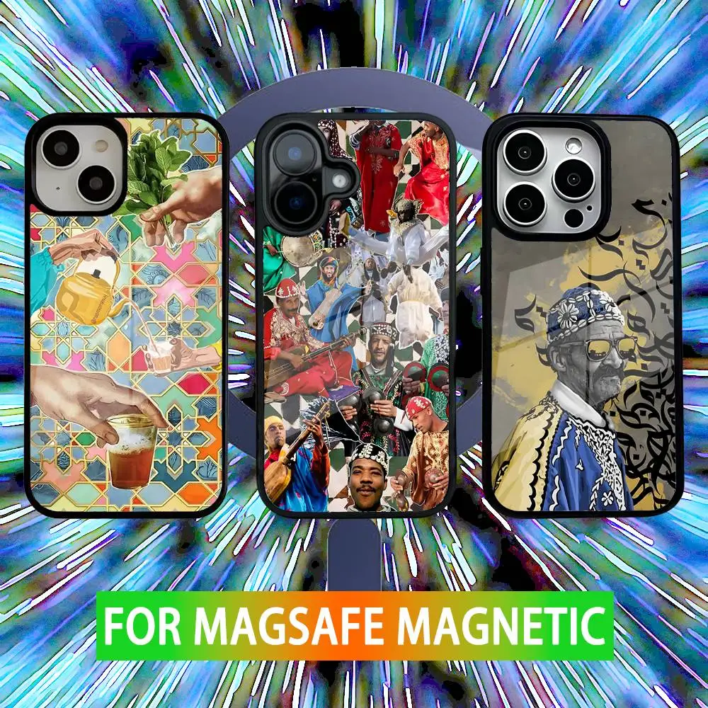 

Moroccan Gnawi Phone Case For iPhone 16,15,14,13,12,11,Pro,Max,Plus,Mini,SE New Magsafe Magnetic Wireless Charging