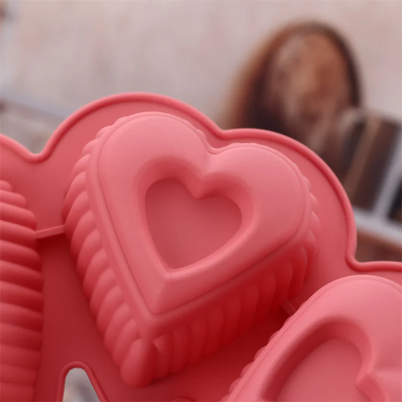 6 Holes Heart Silicone Chocolate Mold Baking Cake Molds Handmade Essential Resin Soap Mold Kitchen Decoration Accessories Gift