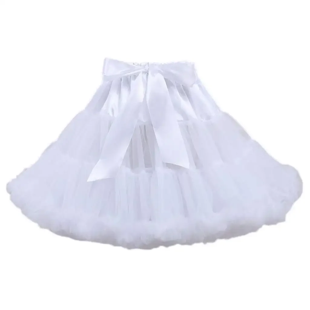 

Women Elastic High Waist Ballet Sweet Puffy Tutu Skirt Satin Bowknot Mesh Tulle Fluffy Petticoat Dress Underskirt