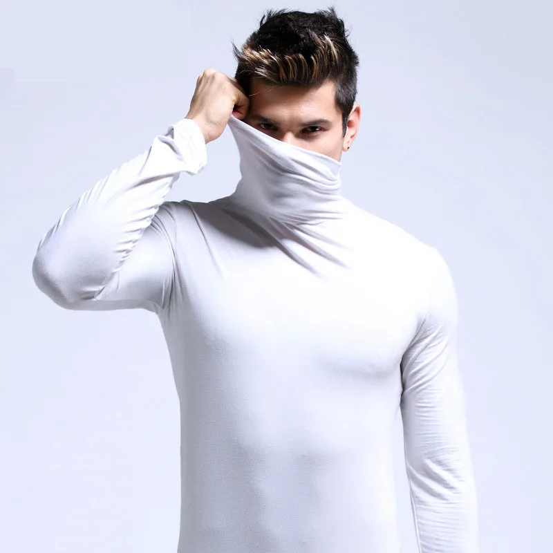 2022 new Mens Thermal Turtle Neck Skivvy Turtleneck Sweaters Stretch Shirt Tops T-shirt men men\'s Underwear Running Skinny gym