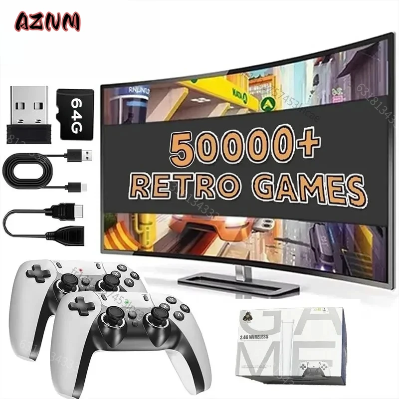 Consola de Juegos Portátil M15 Game Stick Mini TV, Controles Inalámbricos, Videojuego de 64 GB, Más de 20000 Juegos Retro, Salida HD, Dos Jugadores, para PS1, etc.