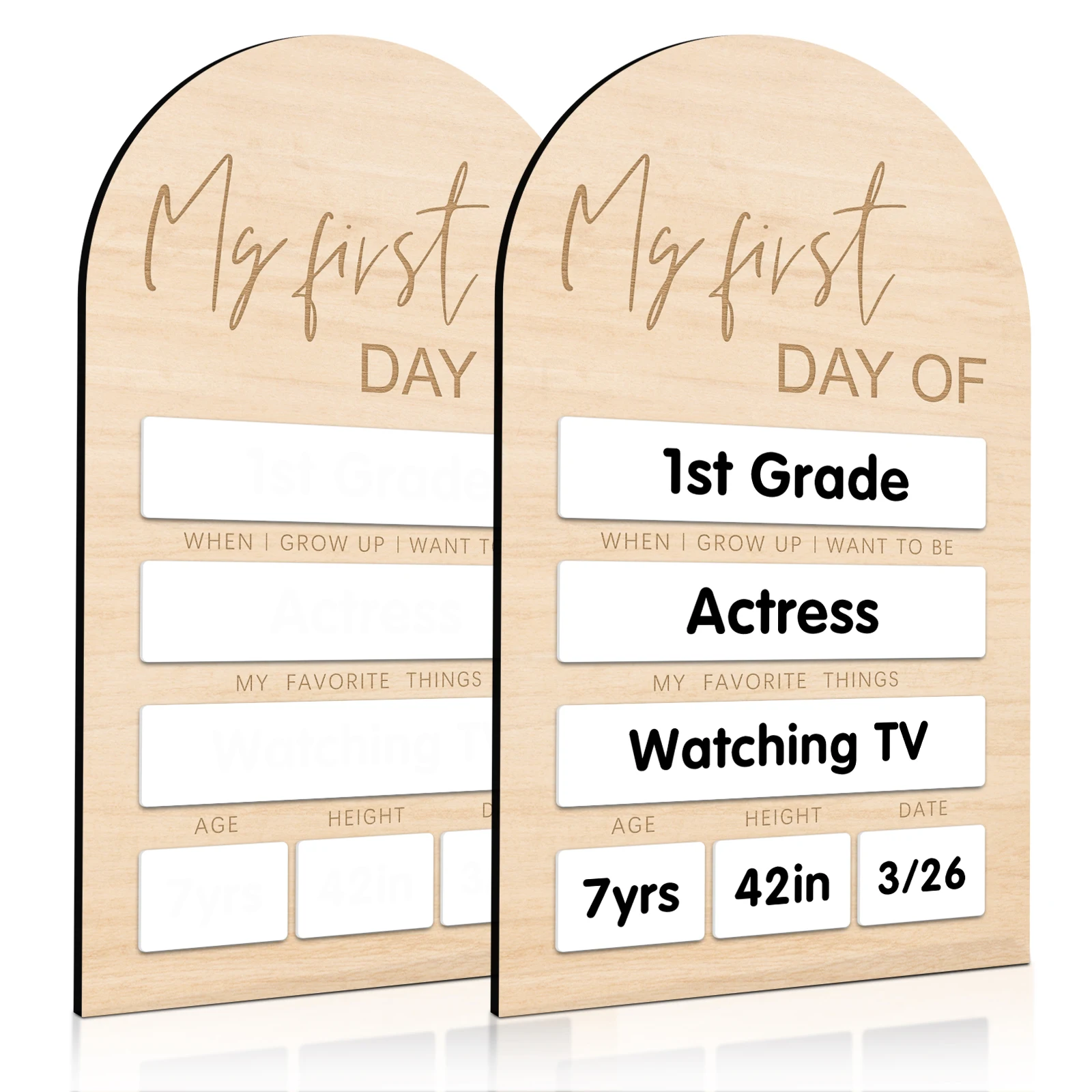 My First Day Of Wooden Board- White Acrylic Reusable Milestone Sign, Back to School Photo Prop