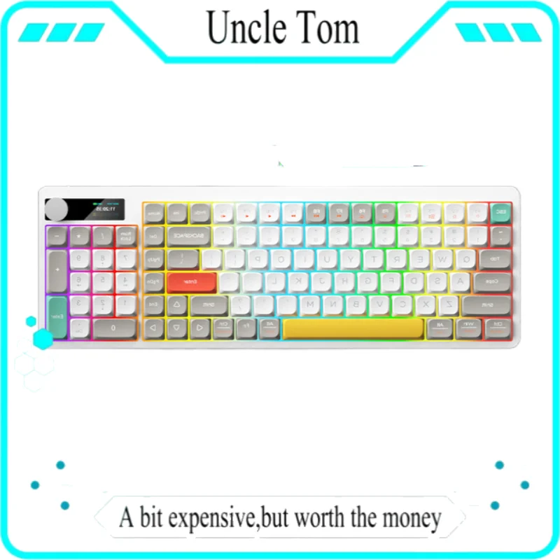 

Yk100 Wireless Low Axis Mechanical Keyboard 90% Layout 101 Key Thermal Sublimation High-Definition Screen Pbt Keycap Game Office