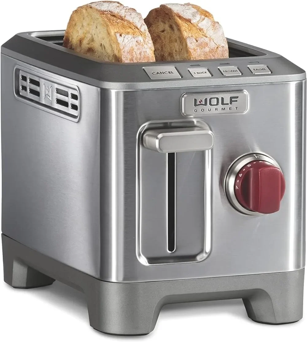 2-Slice Extra-Wide Slot Toaster with Shade Selector, Bagel and Defrost Settings Red Knob Stainless Steel (WGTR152S)