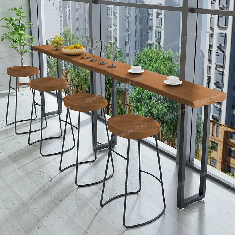 

Multi-Functional Minimalist Solid Wood Bar Table: Modern Long Stylish High Console for Home and Business Bar Furniture